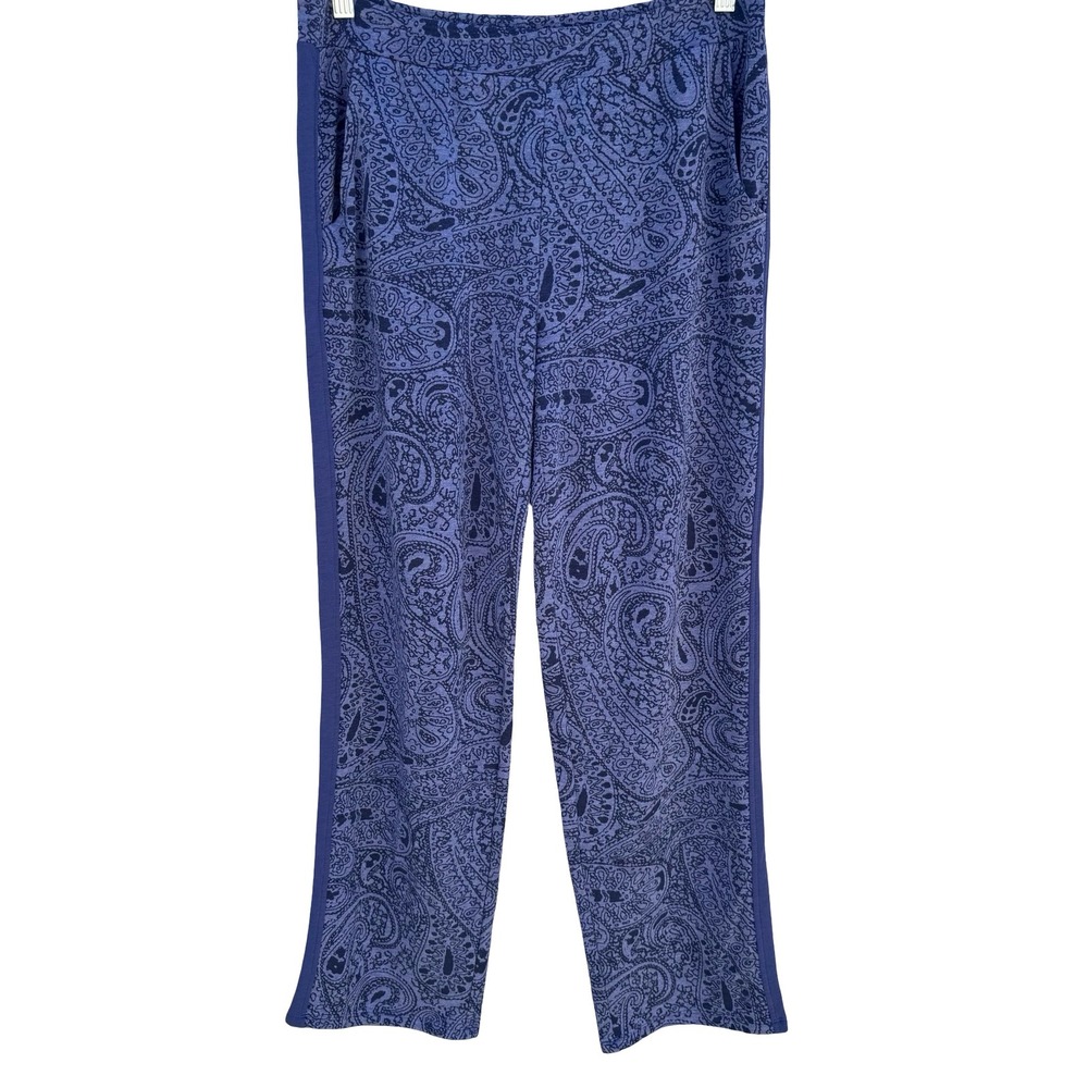 Cuddl Duds Paisley Comfortwear Lounge Pants Relaxed Fit Womens M Blue Sleepwear